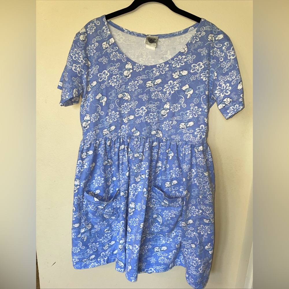 VINTAGE THE DISNEY CATALOG Winnie the Pooh blue sundress with pockets